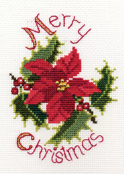 Набір для вишивання хрестиком Пуансетія та падуб Листівка Poinsettia And Holly Card Bothy Threads DWCDX31 DWCDX31 фото