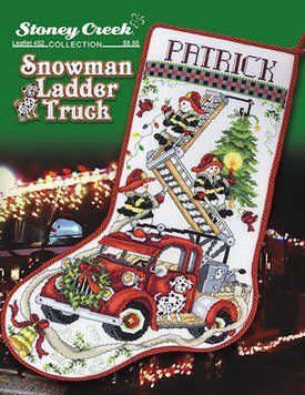 Snowman Ladder Truck Stocking Схема для вышивки крестом Stoney Creek LFT452 LFT452 фото