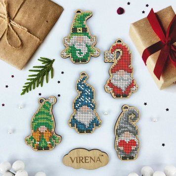 Гномы Комплект новогодних игрушек Набор для вышивки по дереву Virena КНІ_МІНІ_119 КНІ_міні_119 фото