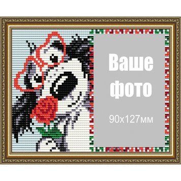 Набор для рисования камнями алмазная живопись ArtSolo Паспарту для фото Собака с розой AT6302 AT6302 фото