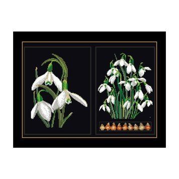 Snowdrops Panel Black Aida Набір для вишивання хрестиком Thea Gouverneur gouverneur_446.05 gouverneur_446.05 фото